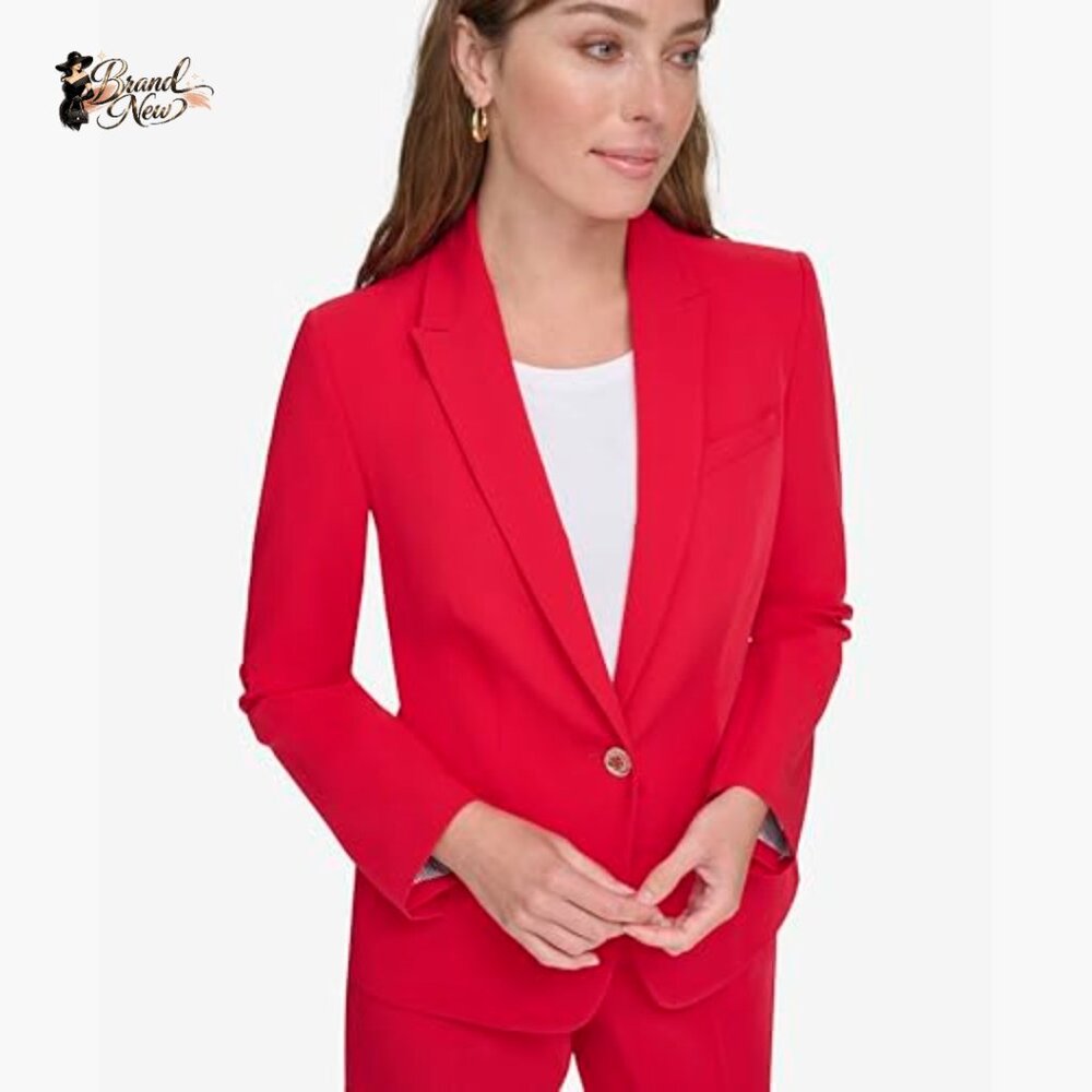 Single Button Business Blazer with Polyester Blen… - image 5